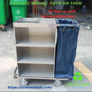 Xe dọn vệ sinh buồng phòng inox 1 túi BPTTT002