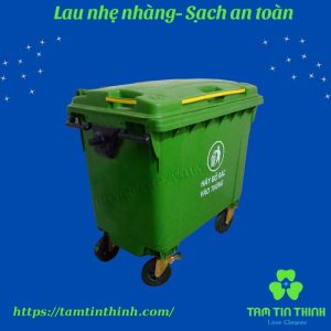 Thùng rác nhựa 660L màu xanh