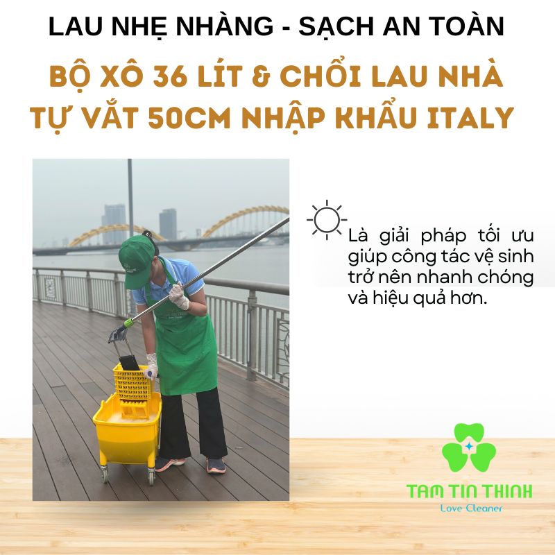 Bộ Xô Vắt 36 Lít Kết Hợp Cây Lau Công Nghiệp Dmop