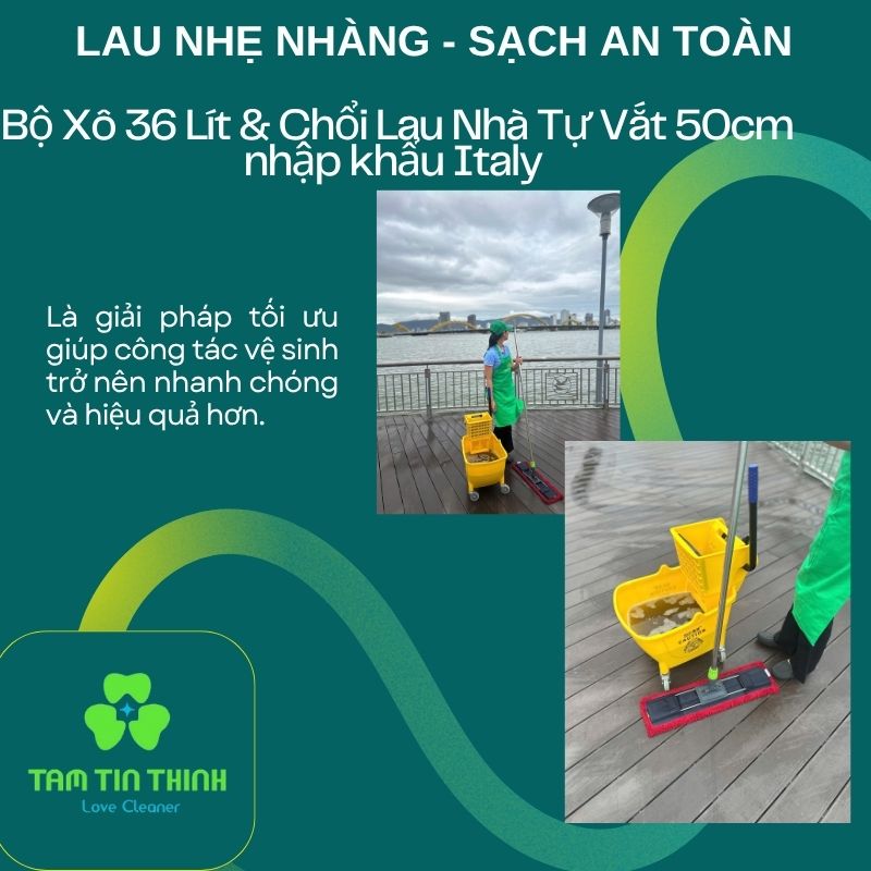Bộ Xô Vắt 36 Lít Kết Hợp Cây Lau Công Nghiệp Dmop